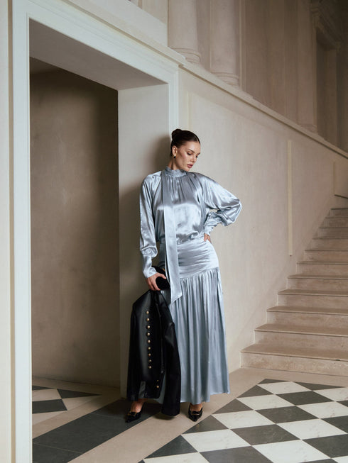 Solene Draped Maxi Skirt