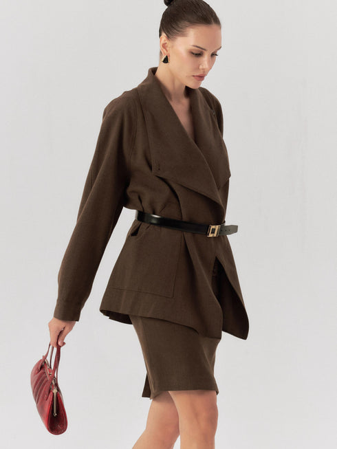 Aroa Draped Belted Blazer