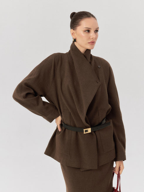 Aroa Draped Belted Blazer