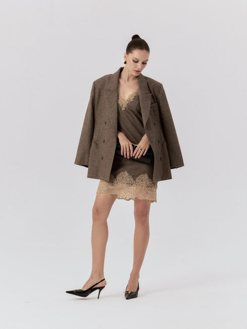 Elowen Lace-Trim Wool Dress