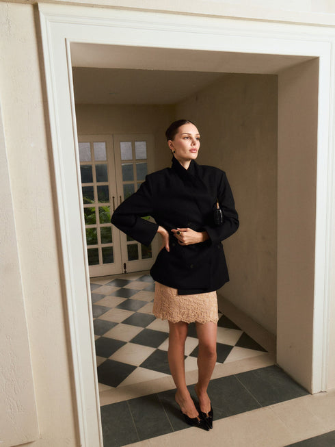 Elowen Lace-Trim Wool Dress