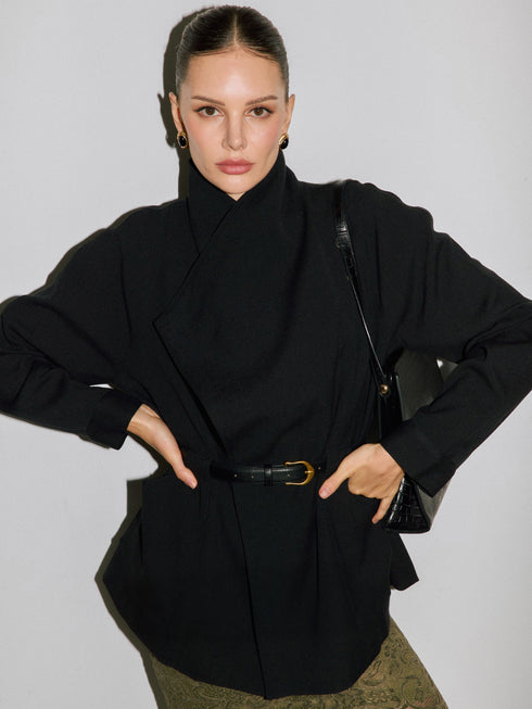 Aroa Draped Belted Blazer