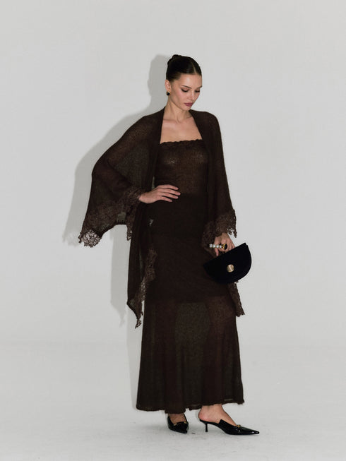 Rhea Lace-Trim Mohair Shawl
