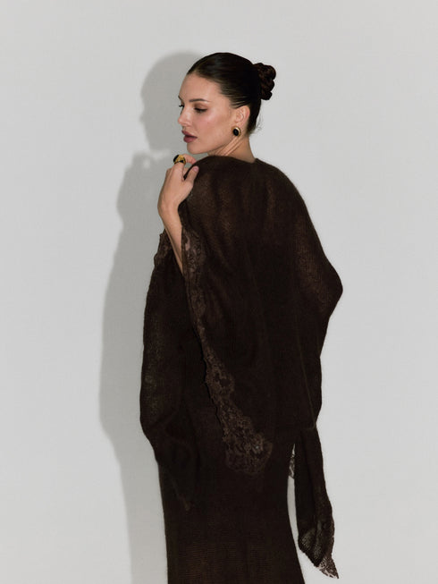 Rhea Lace-Trim Mohair Shawl