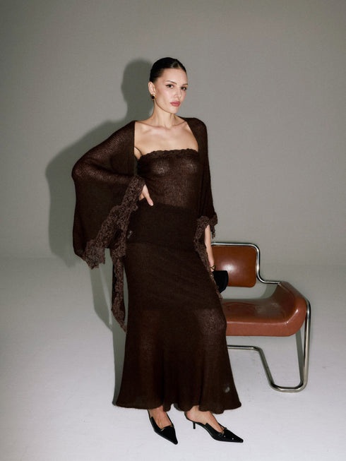 Rhea Lace-Trim Mohair Shawl