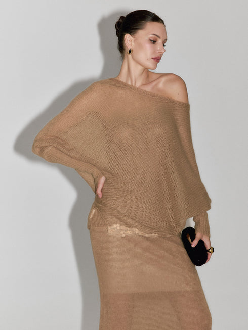 Esme Lace-Trim Mohair Skirt