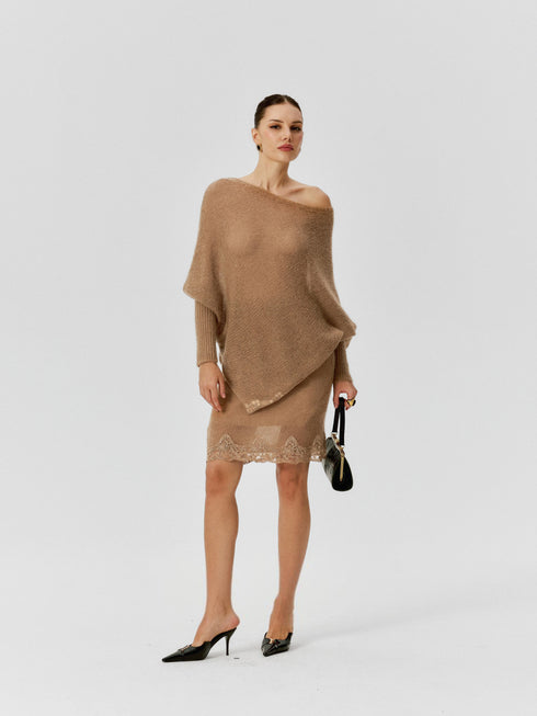 Esme Lace-Trim Mohair Skirt