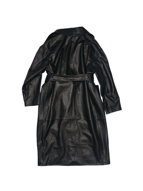 Odelia Belted Leather Coat