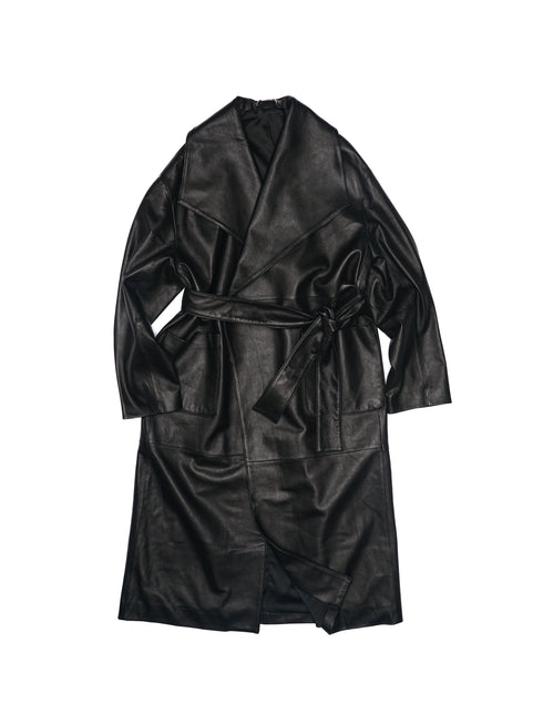 Odelia Belted Leather Coat