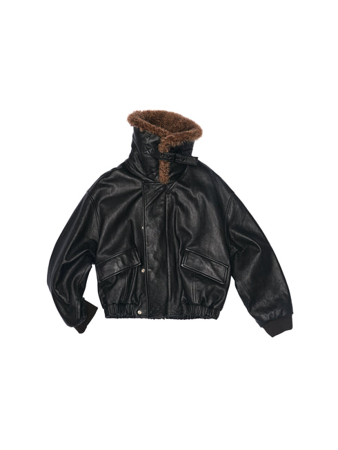 Neris Leather Down Bomber