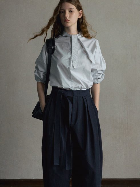 Lune Scarf-Collar Shirt