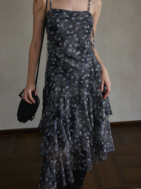 Quartz Asymmetric Ruffle Dress