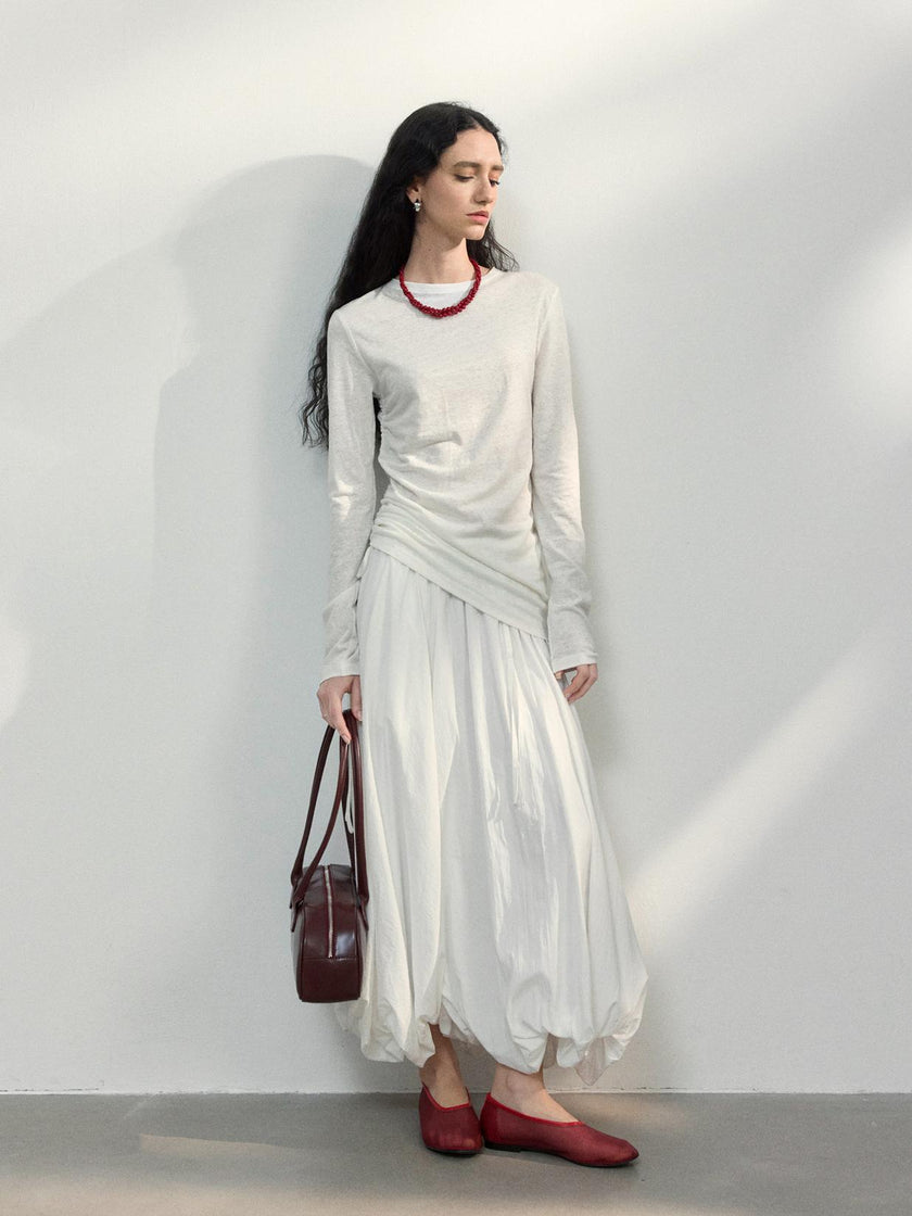 Sable Linen Ruche Pullover