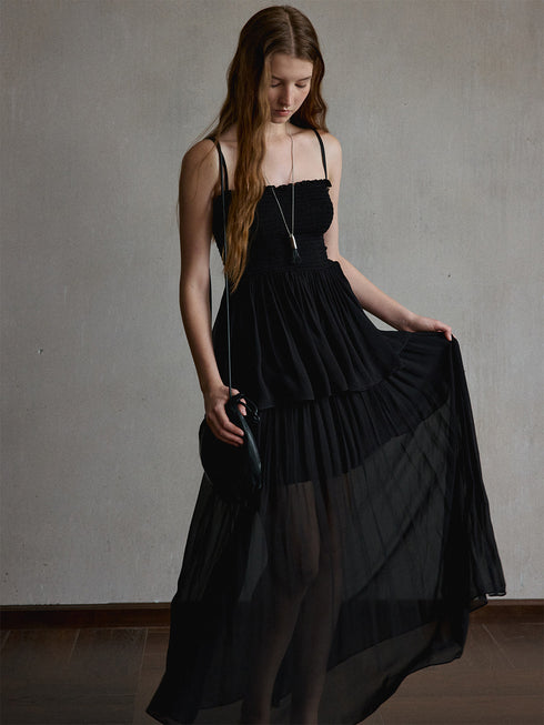 Mist Shirred Sheer Skirt