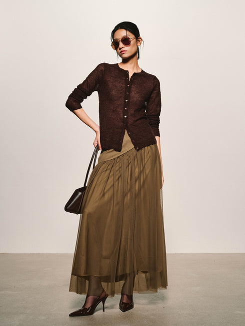 Cárdigan vaporoso transparente