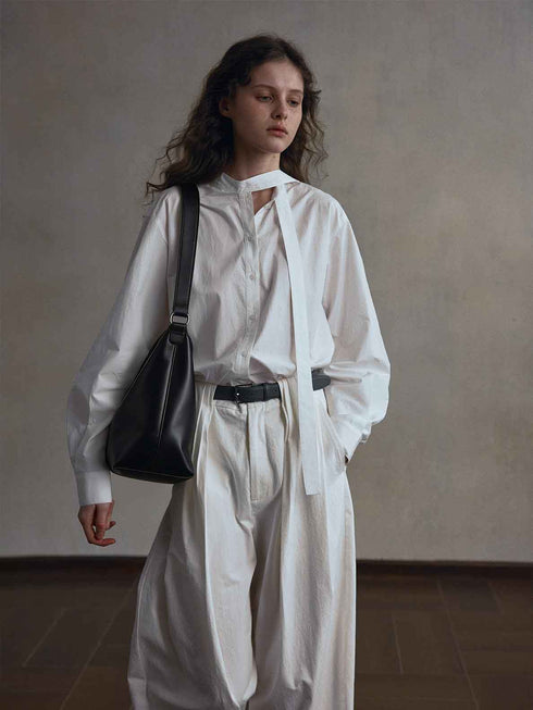 Chemise Sable ร Patte de Boutonnage avec Lien