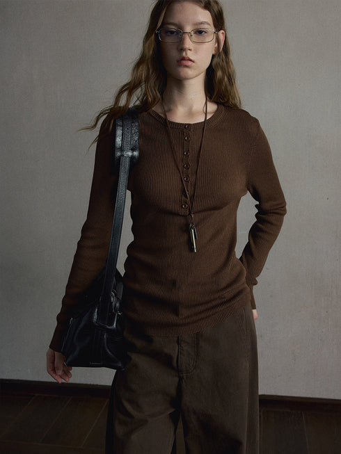 Senna Ribbed Henley Top