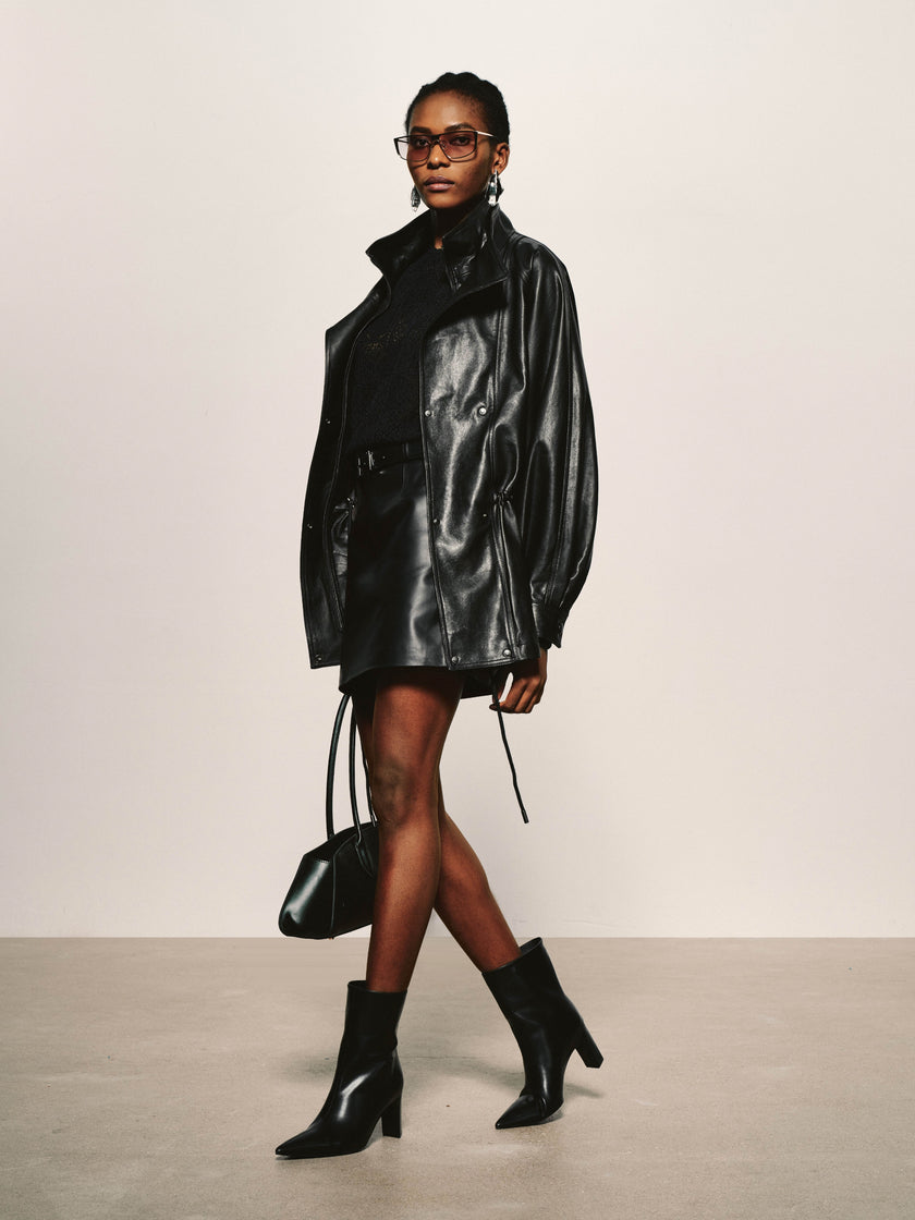 Lustrous Waxed Leather Jacket