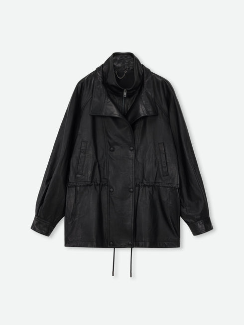 Lustrous Waxed Leather Jacket