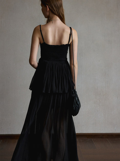 Mist Shirred Sheer Skirt