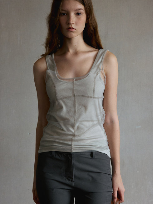 Umber Mesh Layer Cami