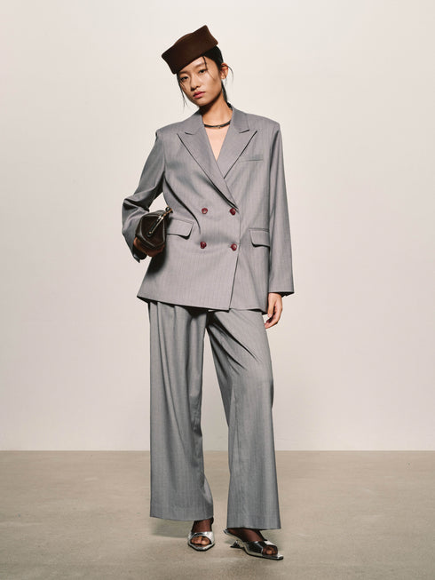 Pinstripe Wool-Blend Blazer