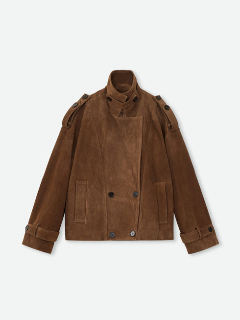 Suede Double-Breasted Caban