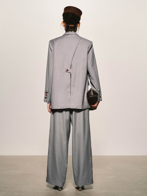 Pinstripe Wide-Leg Trouser