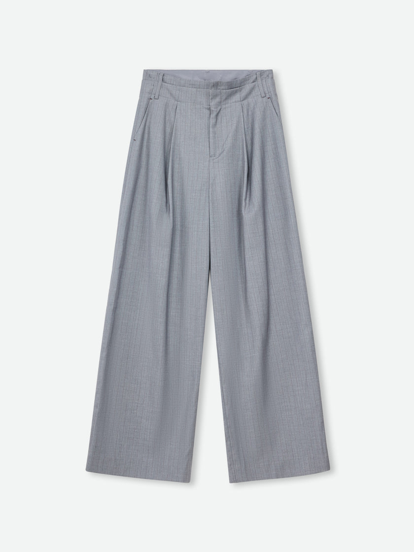 Pinstripe Wide-Leg Trouser