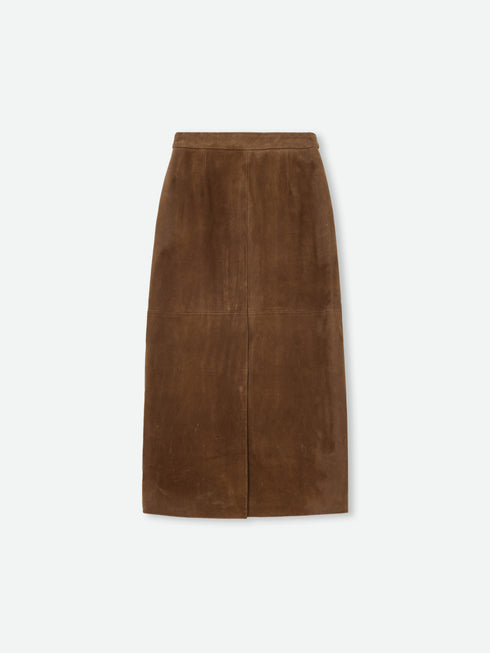 Suede Column Midi Skirt