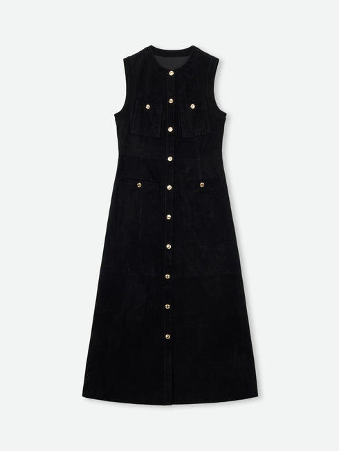 Robe Droite Boutonnée En Suède