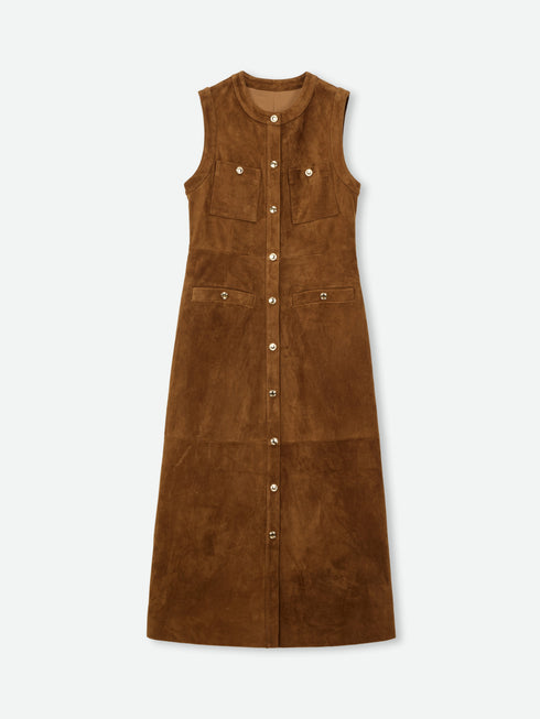 Robe Droite Boutonnée En Suède