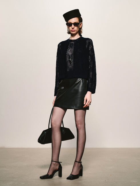 Jupe Mini en Cuir Brillant