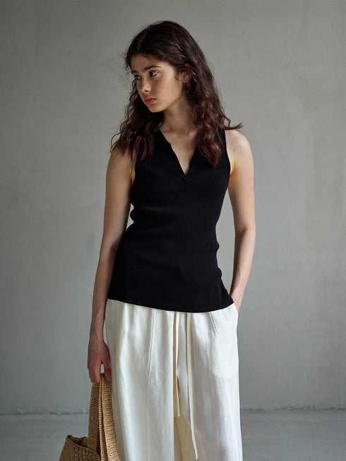 Umber Ribbed Polo Tank
