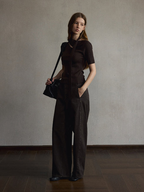 Cinder Wool Tie-Neck Knit