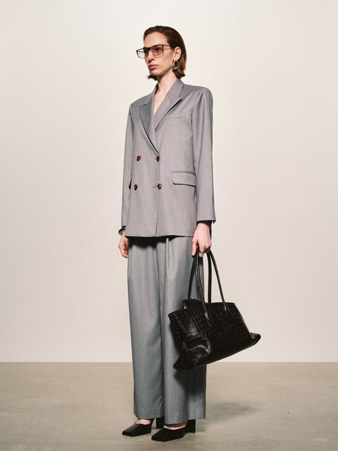 Pinstripe Wide-Leg Trouser