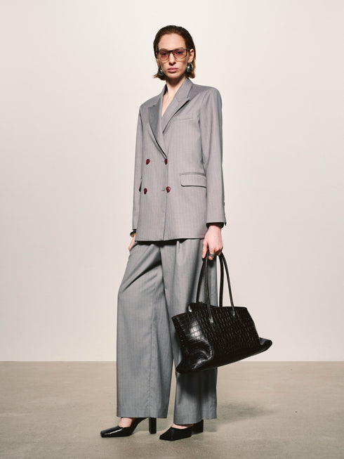 Pinstripe Wide-Leg Trouser