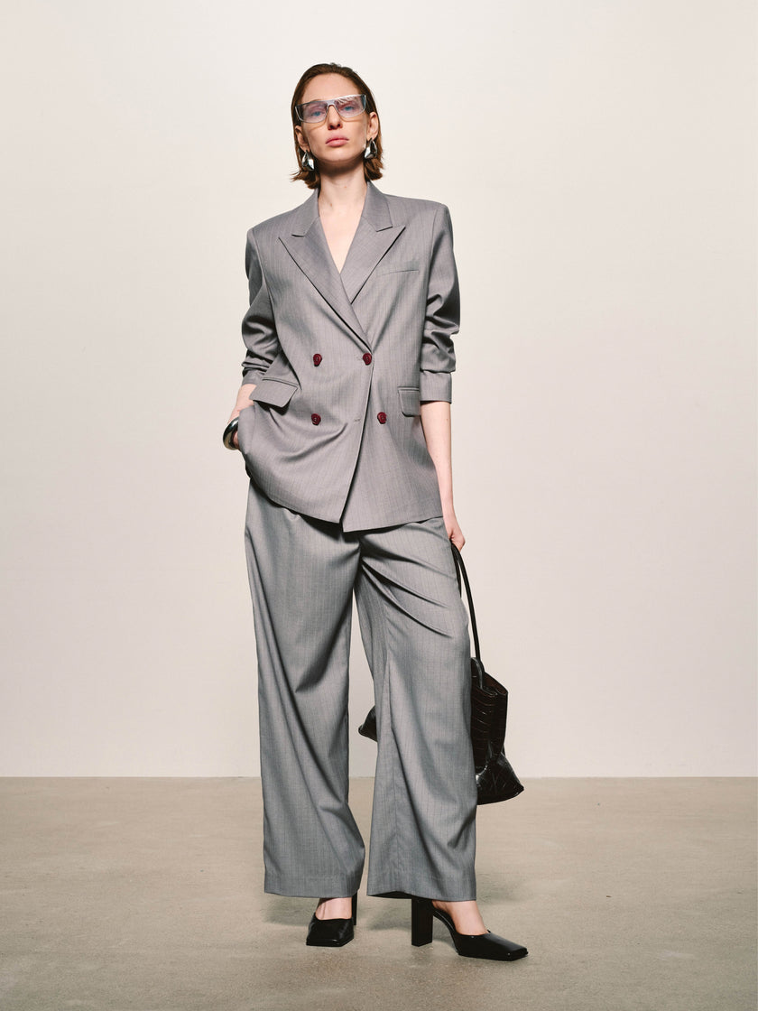 Pinstripe Wool-Blend Blazer