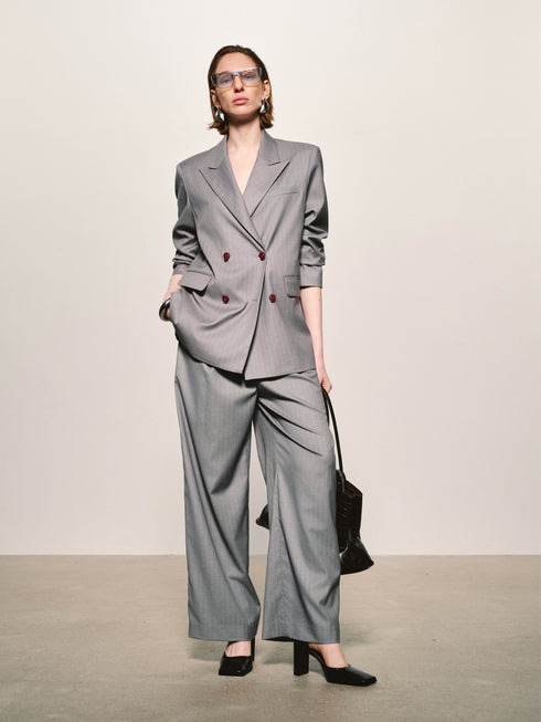 Pinstripe Wool-Blend Blazer
