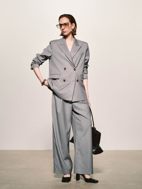 Pinstripe Wool-Blend Blazer