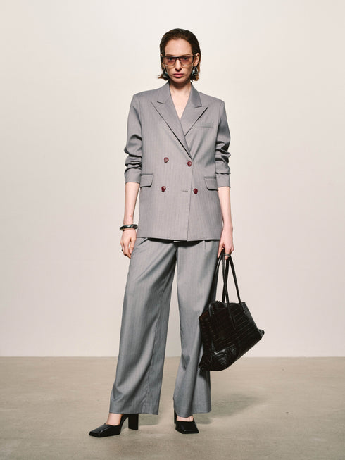 Pinstripe Wide-Leg Trouser
