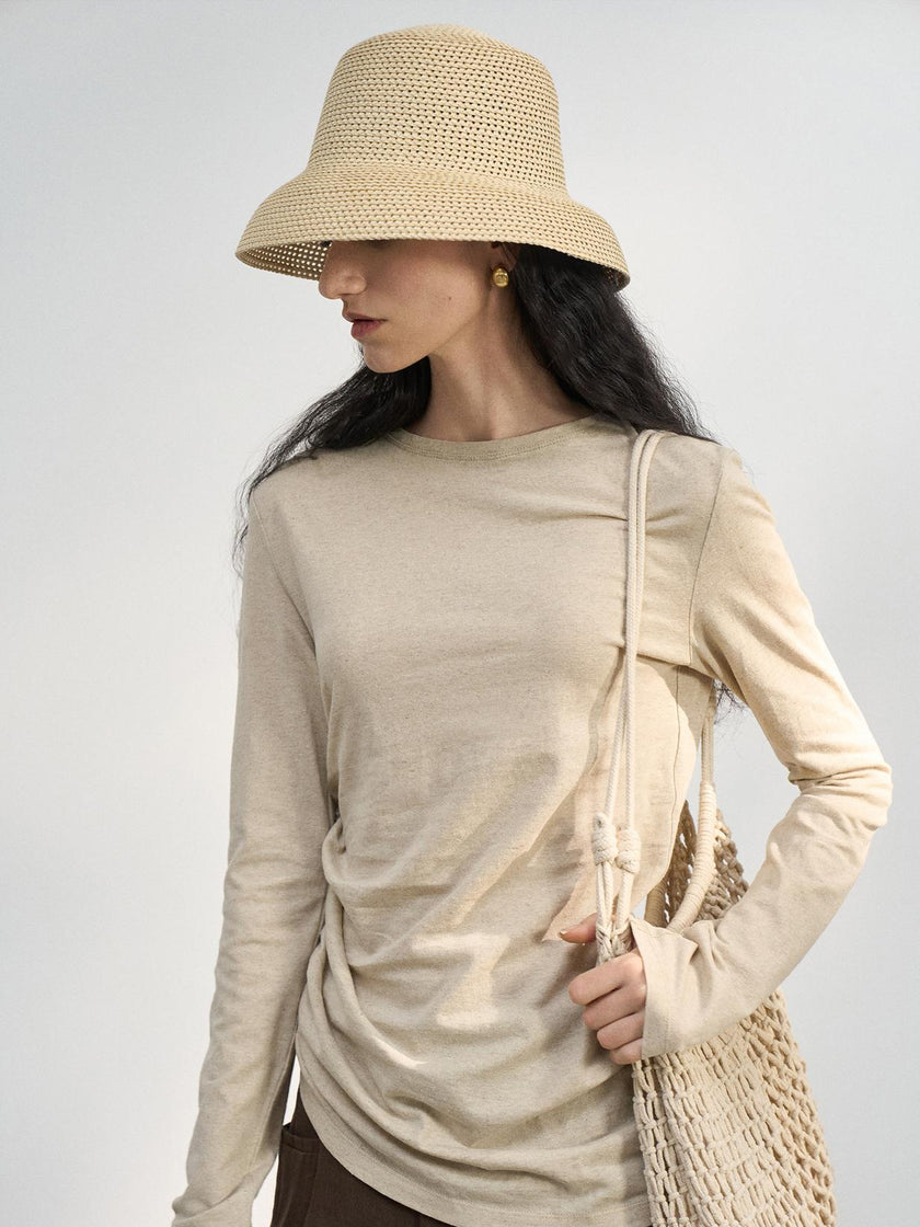 Sable Linen Ruche Pullover