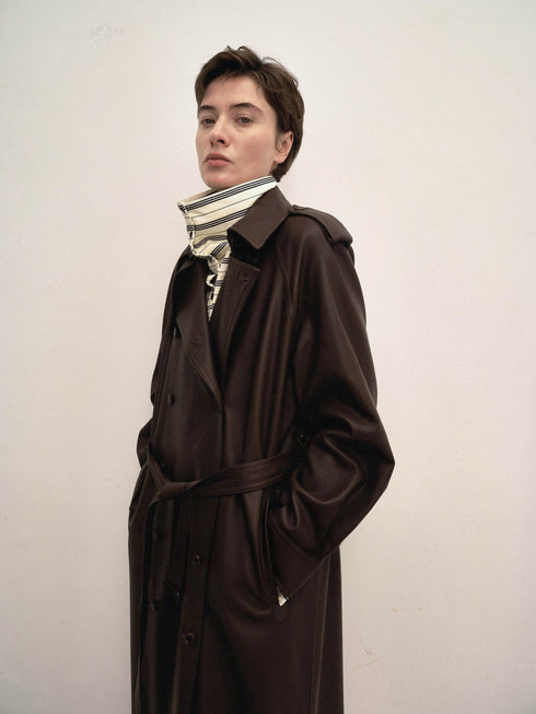 Noura Leather-Panel Coat