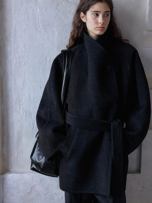 Meridian Manteau en Laine à Revers Double Face avec Encoches
