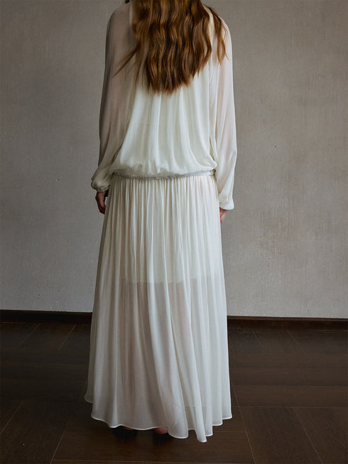Mist Shirred Sheer Skirt