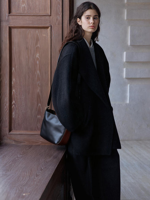 Meridian Manteau en Laine à Revers Double Face avec Encoches