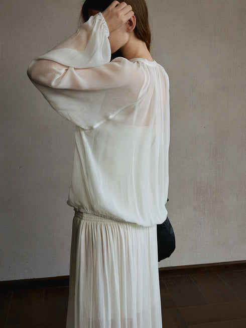 Inkveil Gathered Sheer Shirt