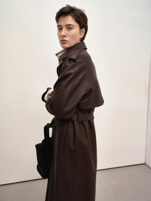 Noura Leather-Panel Coat