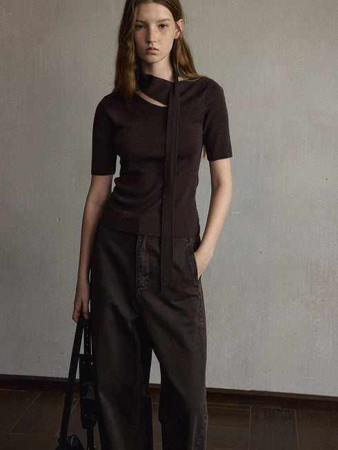 Cinder Wool Tie-Neck Knit
