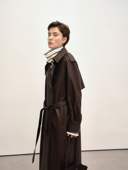 Noura Leather-Panel Coat